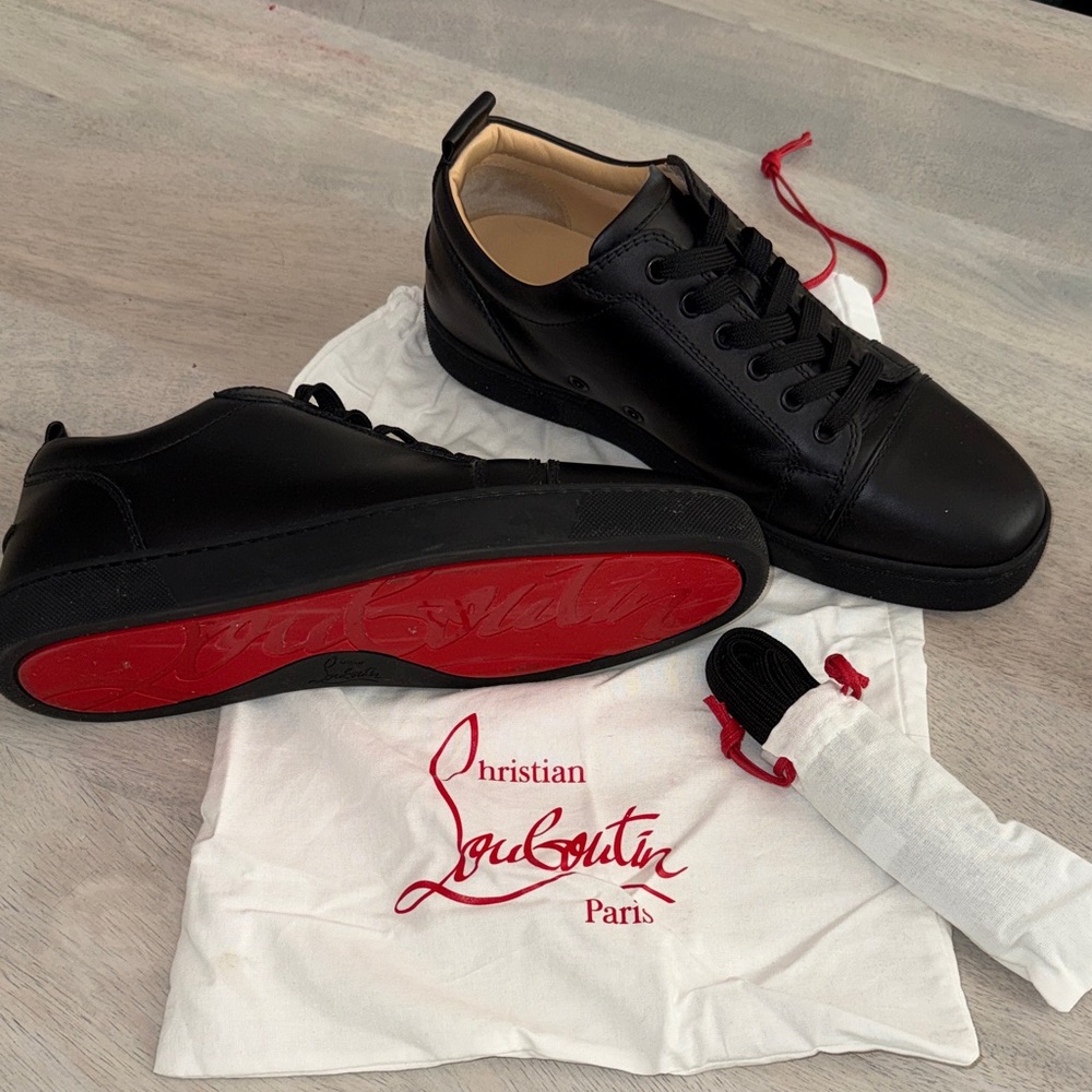 Christian Louboutin Men's Black Sneakers with Red Soles